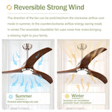 (Same SKU W1592P176970) 52" Solid Wood Blades Ceiling Fan With Light with Remote Control, Noiseless W1592P268340