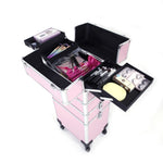 ZUN 4 in 1 Aluminum Cosmetic Makeup Case Tattoo Box Pink 21663962