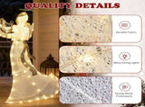 White Cloth Christmas Angel 3.6ft with Moving Wings, 102 LED Warm White Lighted Angel, Plug-in 12V 97723944