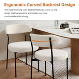 ZUN Boucle Upholstered Dining Chairs with Curved Backrest & Metal Legs Set of 2, Beige W2740P214245