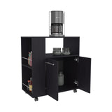 FM FURNITURE Linden Kitchen Cart with Microwave Shelf. Open Storage. and Two-Door Cabinet. Wengue B128P283299