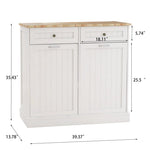 ZUN Two Drawers and Two-Compartment Tilt-Out Trash Cabinet Kitchen Trash Cabinet-White W282P160454