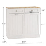 ZUN Two Drawers and Two-Compartment Tilt-Out Trash Cabinet Kitchen Trash Cabinet-White W282P160454