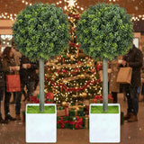 2PCS Set Artificial Tree Fake Plants Natural Boxwood Topiary Balls with 114 PE Leaves Tree Indoor 65465292