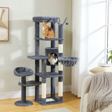 ZUN 59" Cat Tree,Cat Tower for Large Cats,Multi-Level Cat Tower 3 Removable Pompom Sticks,Cat Condo 98707781