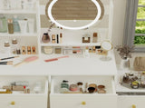 Fashion Vanity Desk with Mirror Lights for Makeup Cushioned Chair, Vanity Mirror with Lights 28245487