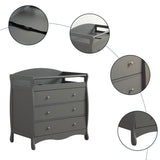 90*58*99cm Three Drawers With Seat Belt Baby Wooden Bed Nursing Table Grey 10709615