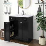 ZUN 30-Inch Black Bathroom Vanity with Ceramic Sink Combo, Abundant Storage Cabinet - 2 Soft-close Doors WF532032AAB