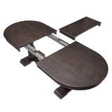 94.06 Inch Extendable Wooden Dining Table for 6 Persons,Long Expandable Curved Dining Table,Mid W2582P321482