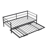 Twin Size Metal Daybed with Adjustable Trundle, Pop Up Trundle, Black 55665672