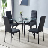 4pcs Elegant Assembled Stripping Texture High Backrest Dining Chairs BlackReplace 69148825