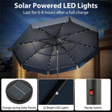 10 foot navy terrace umbrella with solar powered LED lights and multi-layered ventilated roof 25484929