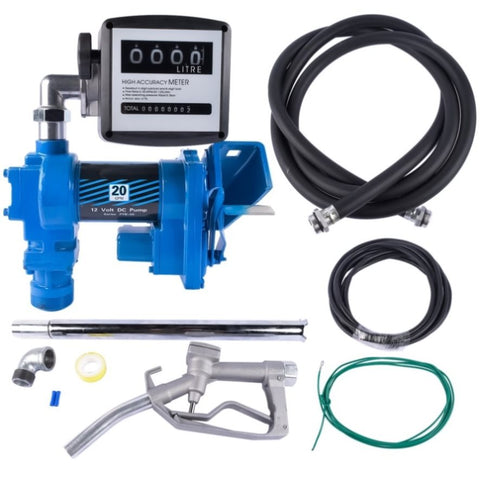 ZUN 12V 20GPM Portable Fuel Transfer Pump Gasoline + Oil Meter for Gas Diesel Blue 39279177