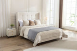 Peyton Upholstered Queen Bed / 54" High Headboard / Traditional Hand Buttoned Tufting / Nailhead B083P152026