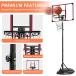 ZUN Portable Basketball Hoop Adjustable 7.5ft - 9.2ft with 32 Inch Backboard for Youth Adults Indoor 27851282