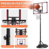 ZUN Portable Basketball Hoop Adjustable 7.5ft - 9.2ft with 32 Inch Backboard for Youth Adults Indoor 27851282