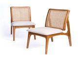 Set of 2 Mid Century Modern Rattan Dining Chairs, Solid Rubber Wood Frame Dining Side Chairs with 72703501