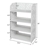 ZUN Wood-plastic Board Four Tiers Carved Shoe Rack White A 97499052