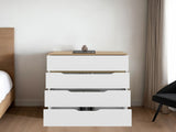 Drawer Dresser 35"H, Four Drawers, Superior Top, White / Light Oak B097132891