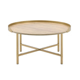Oak and Gold Coffee Table with Tray Top B062P181359