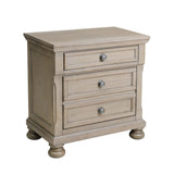 Transitional Bedroom Nightstand with Hidden Drawer Wire Brushed Gray Finish Birch Veneer Wood Bed B01146195