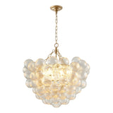 23.6-Inch Gold Pendant Light Chandelier with Threaded Clear Glass Globe Shade Adjustable Height, W1340P251916