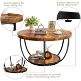 31.5" Round Coffee Table, 2-Tier Coffee Tables for Living Room, Small Wood Coffee Table with T3210P350940
