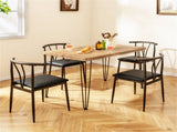 5-Piece Industrial Dining Table Set for 4, Rustic Oak Kitchen Table with 4 PU Leather Chairs 21772990