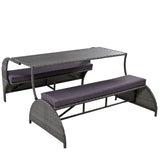 U_STYLE Versatile outdoor loveseat that converts to four seats and a table, suitable for gardens and WF321803AAE