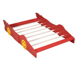 Full Size Race Car-Shaped Platform Bed with Wheels,Red WF298788AAJ