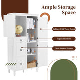Retro Multi-Functional Storage Cabinet with Adjustable Shelves, 3 Drawers, and 3 Enclosed 73802315