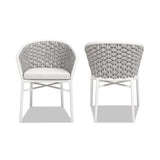 Rowan 24" Rope Barrel Back Patio Dining Chairs, Set of 2, Optic White Acrylic B2719P245966