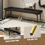59*17 Inch Multifunctional Black Shoe Bench - Faux PU Cushion, Sturdy Metal Legs With Gold W1512P355084