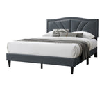 Modern Vintage Look 1pc Queen Size Bed Charcoal Burlap Fabric Nailhead Trim Accents Headboard B011P238960
