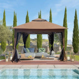 ZUN Outdoor 11x 11Ft Pop Up Gazebo Canopy With Removable Zipper Netting,2-Tier Soft Top Event W419104362