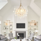 20-Inch Gold Pendant Light Chandelier with Threaded Clear Glass Globe Shade Adjustable Height, W1340P251915