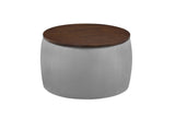 Round Ottoman Set with Storage, 2 in 1 combination, Round Coffee Table, Square Foot Rest W142065119