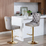 Furniture,Thick lden Swivel Velvet Barstools Adjusatble Seat Height from 25-33 Inch, Modern 86040827