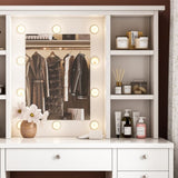 Vanity Desk with LED Lighted Mirror, Makeup Vanity with 11Drawers, 3 Color Lighting Modes Brightness W509P149855