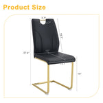 ZUN Black PU Dining Chair Set.Uniquely designed black dinings. PU material, paired with gold metal W2920P233520