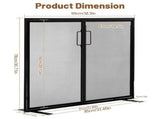 38.5x31 inch Black Fireplace Screen, Hand-Forged Iron Spark Guard with Magnetic Doors for Living 27873187