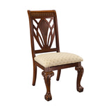 ZUN Elegant Design Traditional Side Chairs 2pc Set Dark Cherry Finish Brown Fabric Seats Dining B01152166