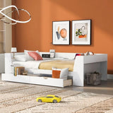 Twin Size Daybed with Shelves, Drawers and Built-In Charging Station, White WF306024AAK