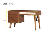 39" Retro Bohemian Style Wooden Makeup Vanity Set with Charging Plug&USB Port and Stool, Dressing N733P180011D