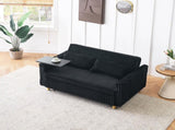 The pull-out push-in black corduroy sofa with dual functions, equipped with a movable tabletop W1278P248131