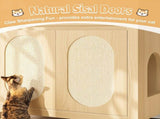 Cat Litter Box Enclosure, Hidden Cat Litter Box Furniture with Scratching Board Doors and Storage 01636746
