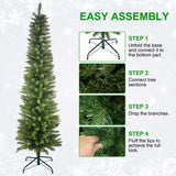 6FT Green Pencil Christmas Tree Slim PVC Tree with 358 Tips, Space-Saving Design, Stable Metal 82905888