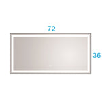 ZUN 72 in. W x 36 in. H LED Single Bathroom Vanity Mirror in Polished Crystal Bathroom Vanity LED Mirror W127253469