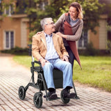 New 2-in-1 Foldable Rollator Walker with 9 Inch Pneumatic Tires -Black 44160784