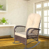 Outdoor Wicker Rocking Chair with Wide Seat, Thick, Soft Cushion, Rattan Rocker w/Steel Frame, High W209P265093